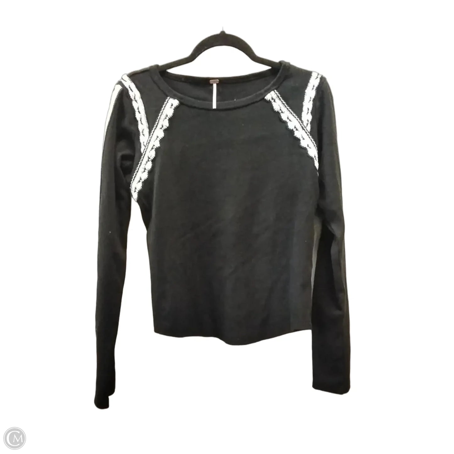 Top Long Sleeve By Free People In Black & White, Size: L