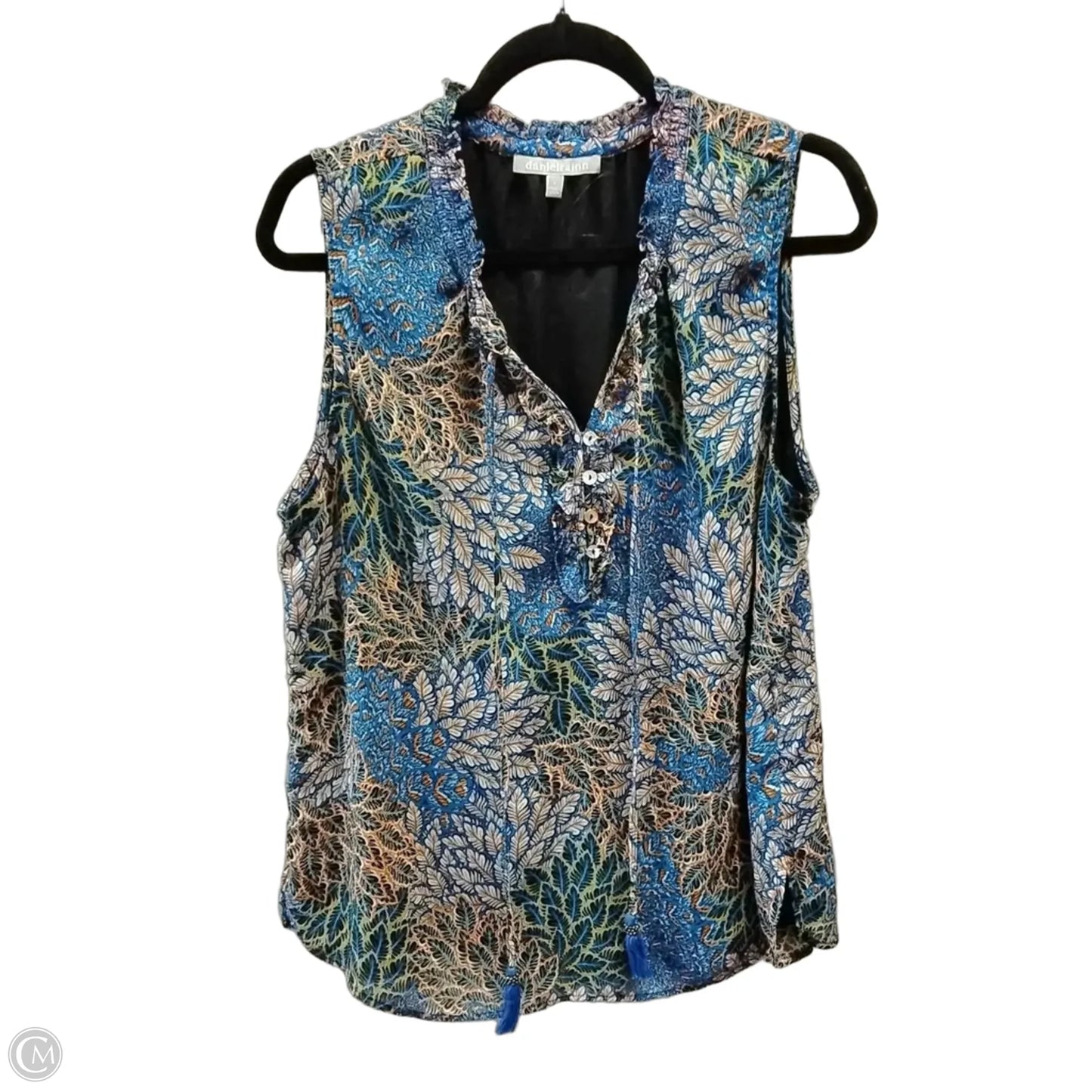 Blouse Long Sleeve By Daniel Rainn In Blue & Orange, Size: L