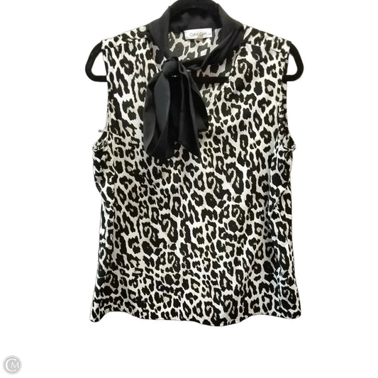 Blouse Short Sleeve By Calvin Klein In Leopard Print, Size: L