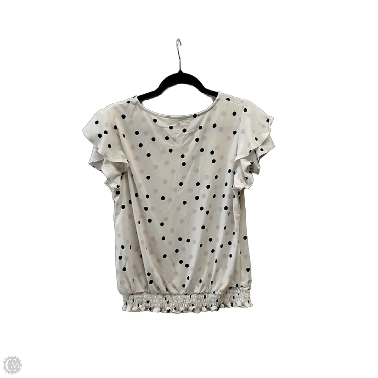 Blouse Short Sleeve By Adrianna Papell In Polkadot Pattern, Size: M