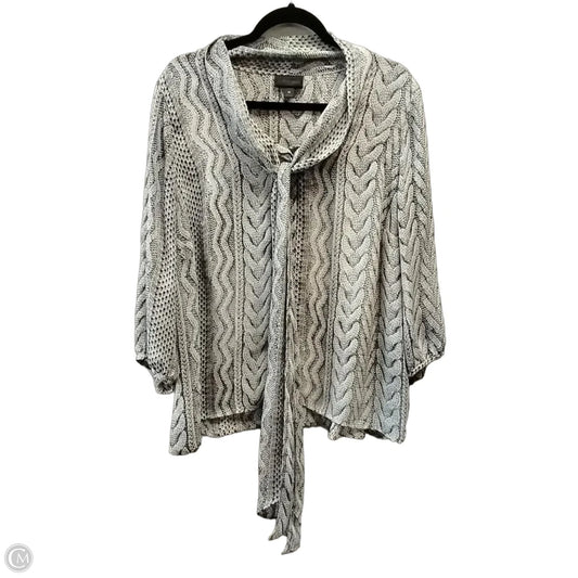 Blouse Long Sleeve By Worthington In Black & White, Size: 1x