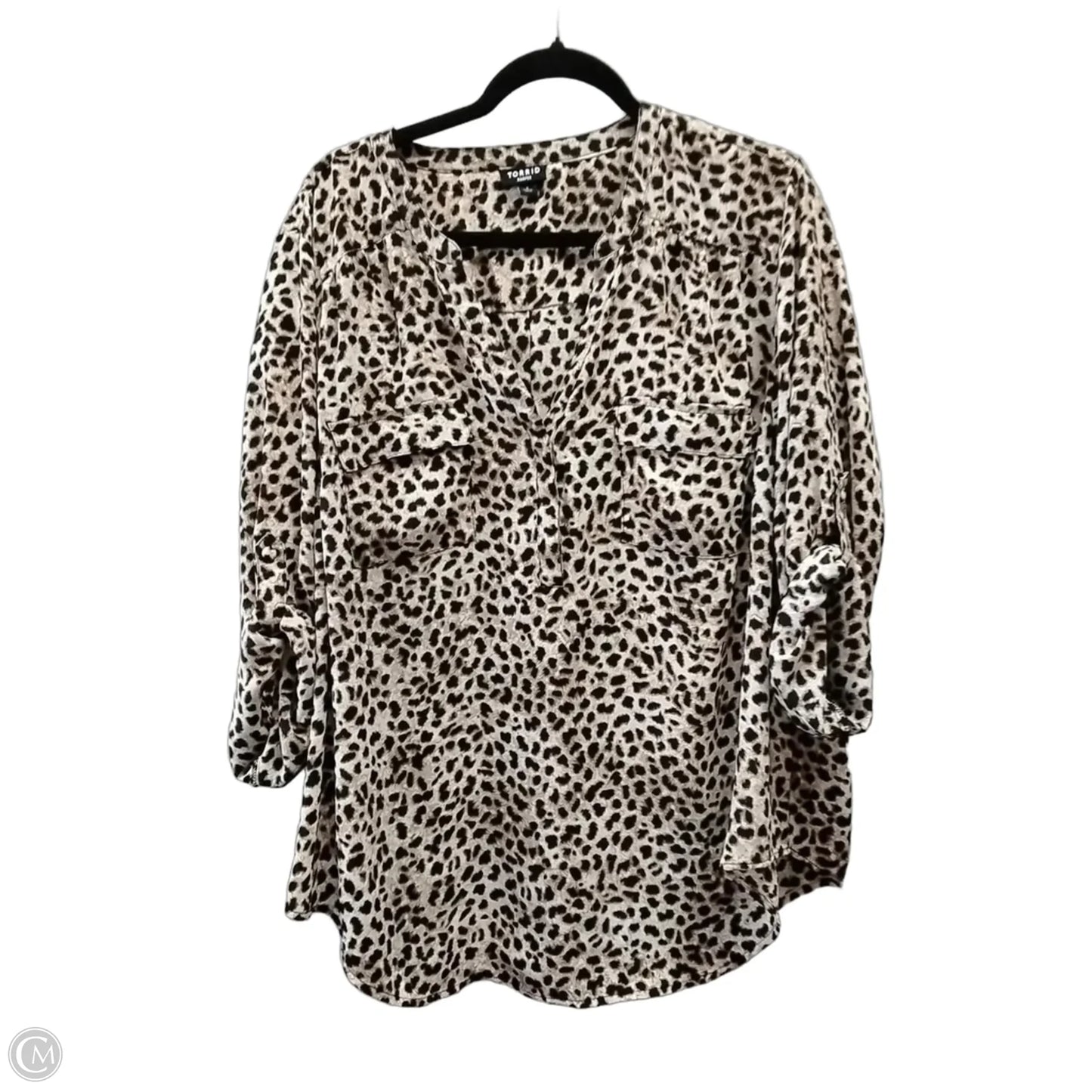 Blouse Long Sleeve By Torrid In Leopard Print, Size: 2x