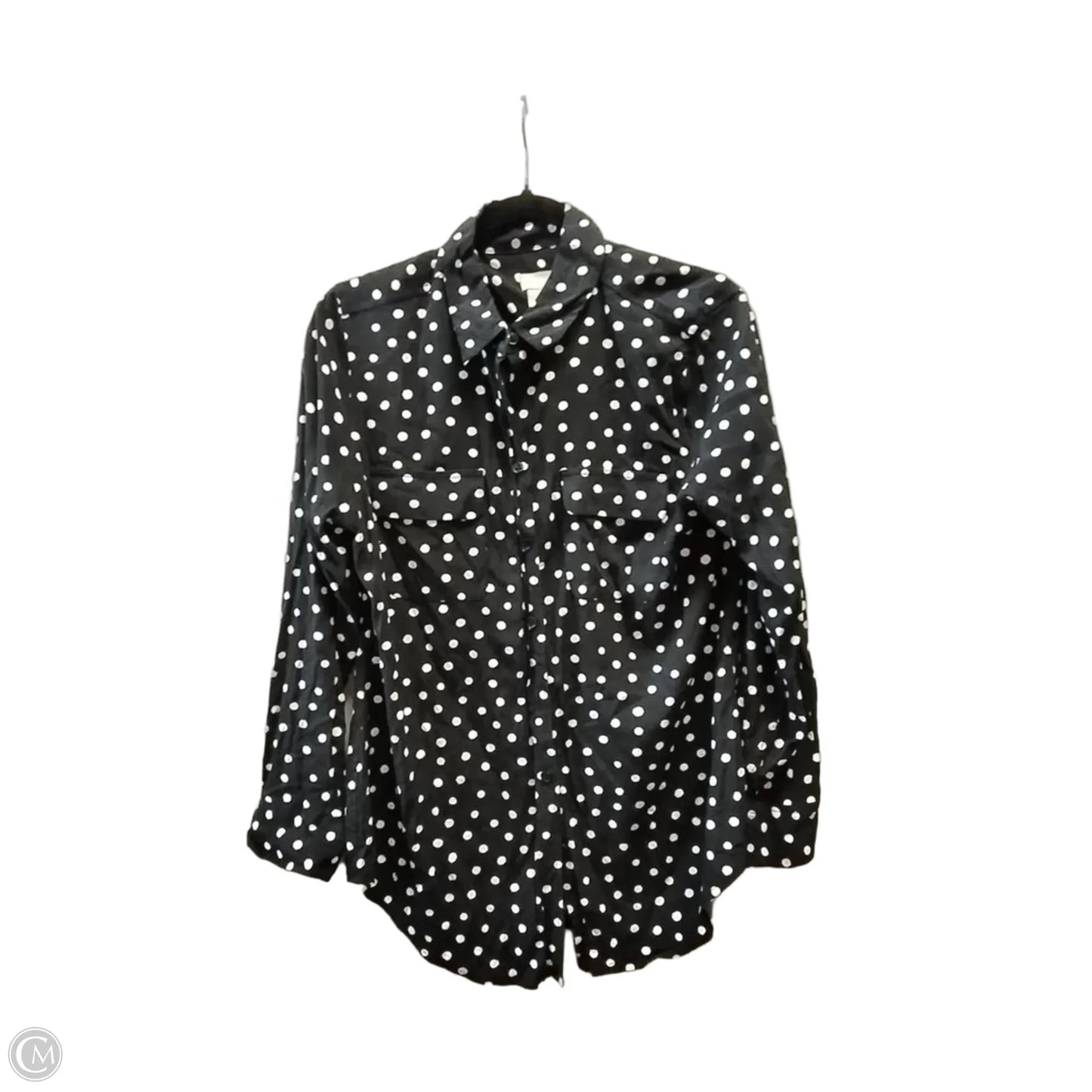 Blouse Long Sleeve By Chicos In Polkadot Pattern, Size: M