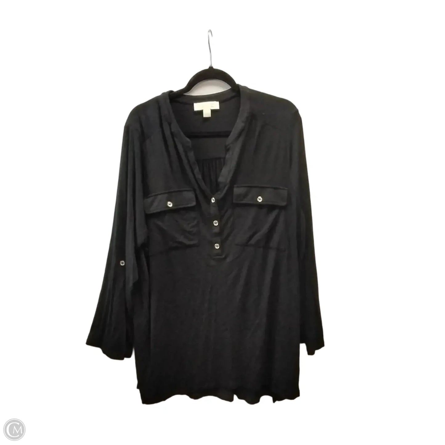 Blouse Long Sleeve By Michael By Michael Kors In Black, Size: 2x
