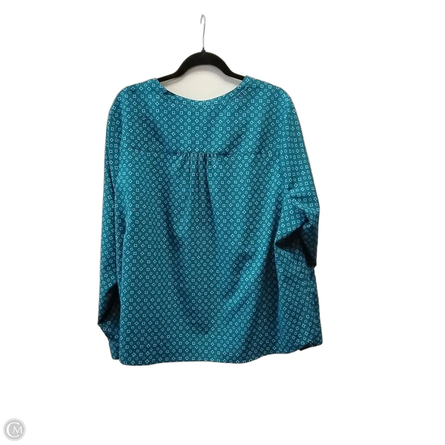 Blouse Long Sleeve By Croft And Barrow In Teal, Size: 2x