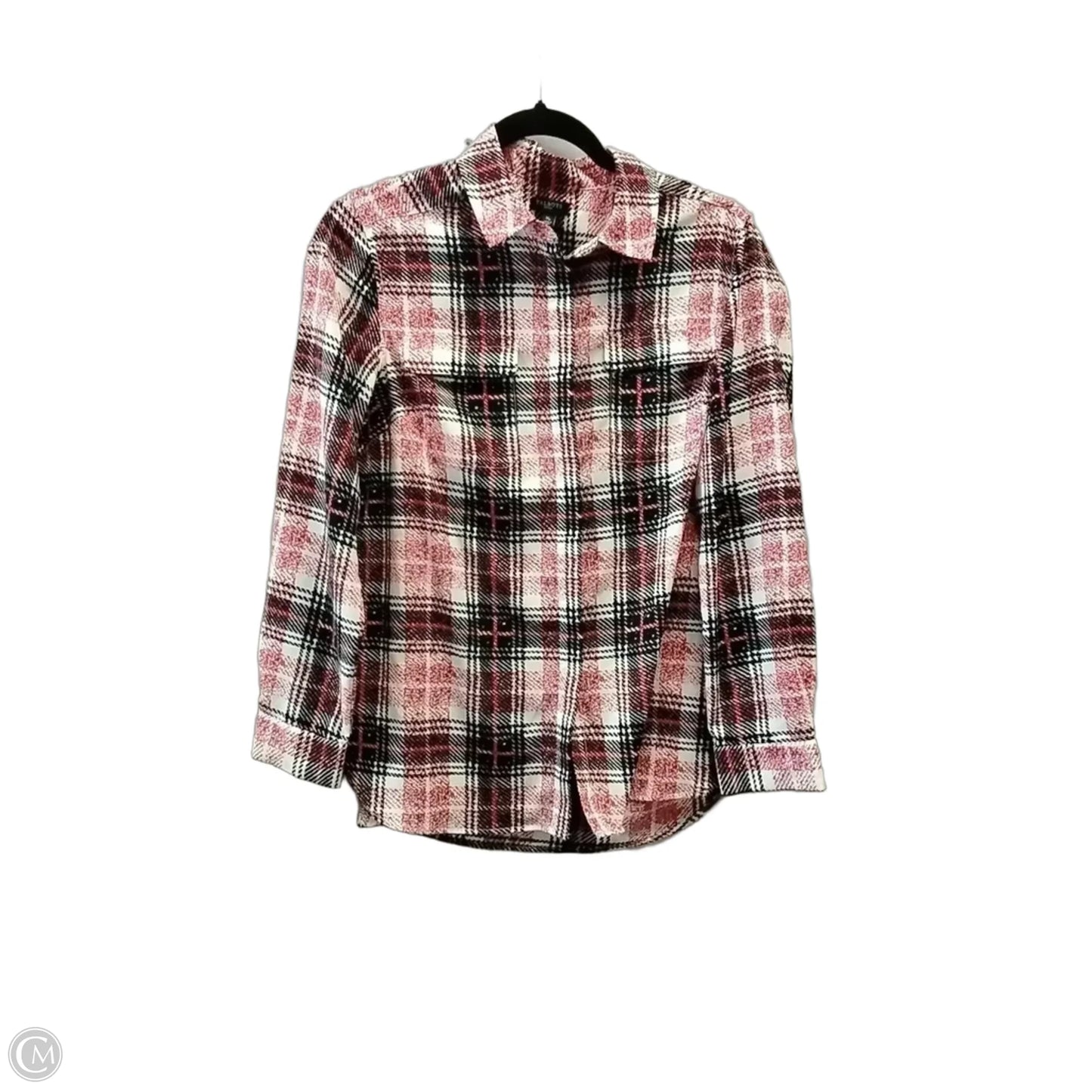 Blouse Long Sleeve By Talbots In Plaid Pattern, Size: Mp