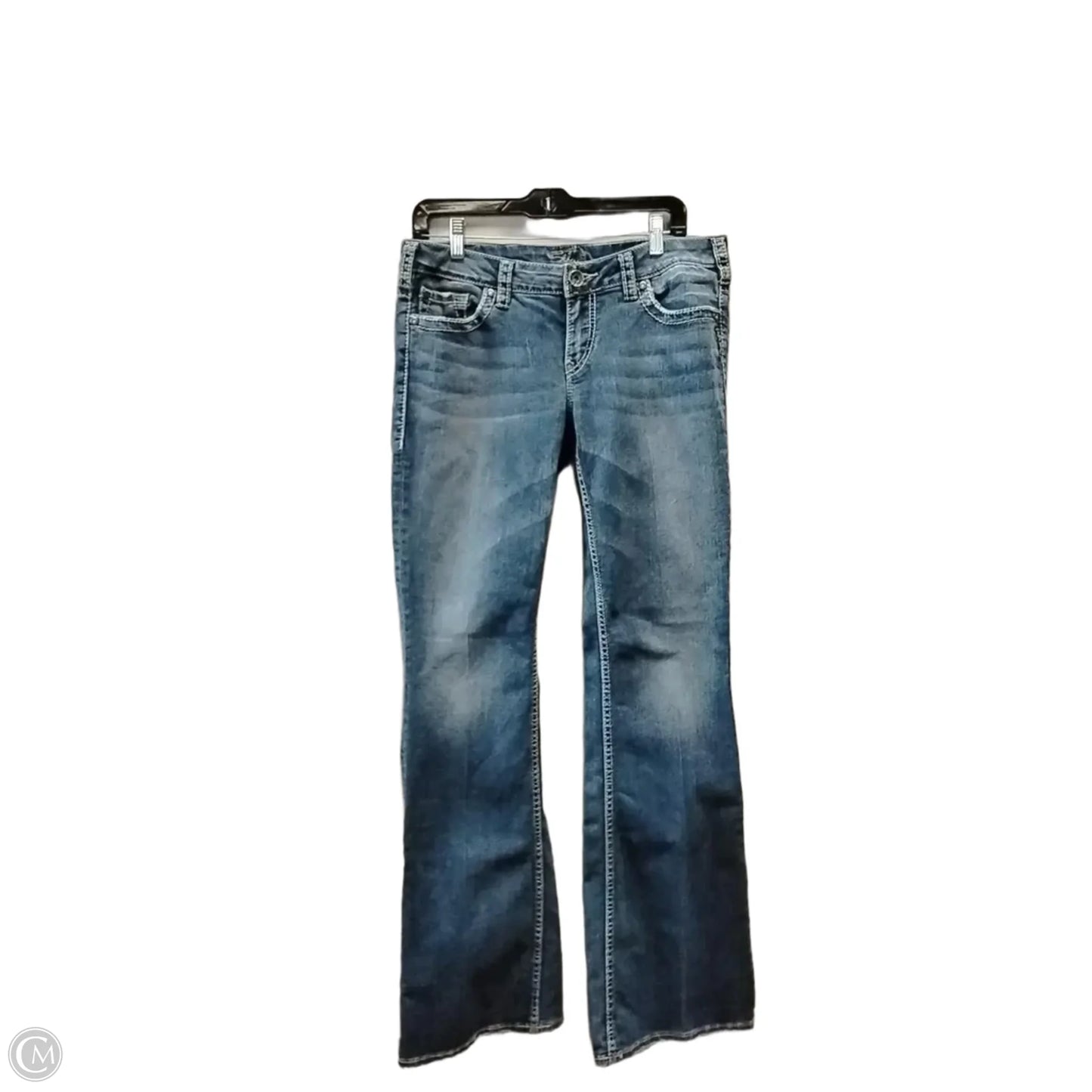 Jeans Flared By Silver In Blue Denim, Size: 12