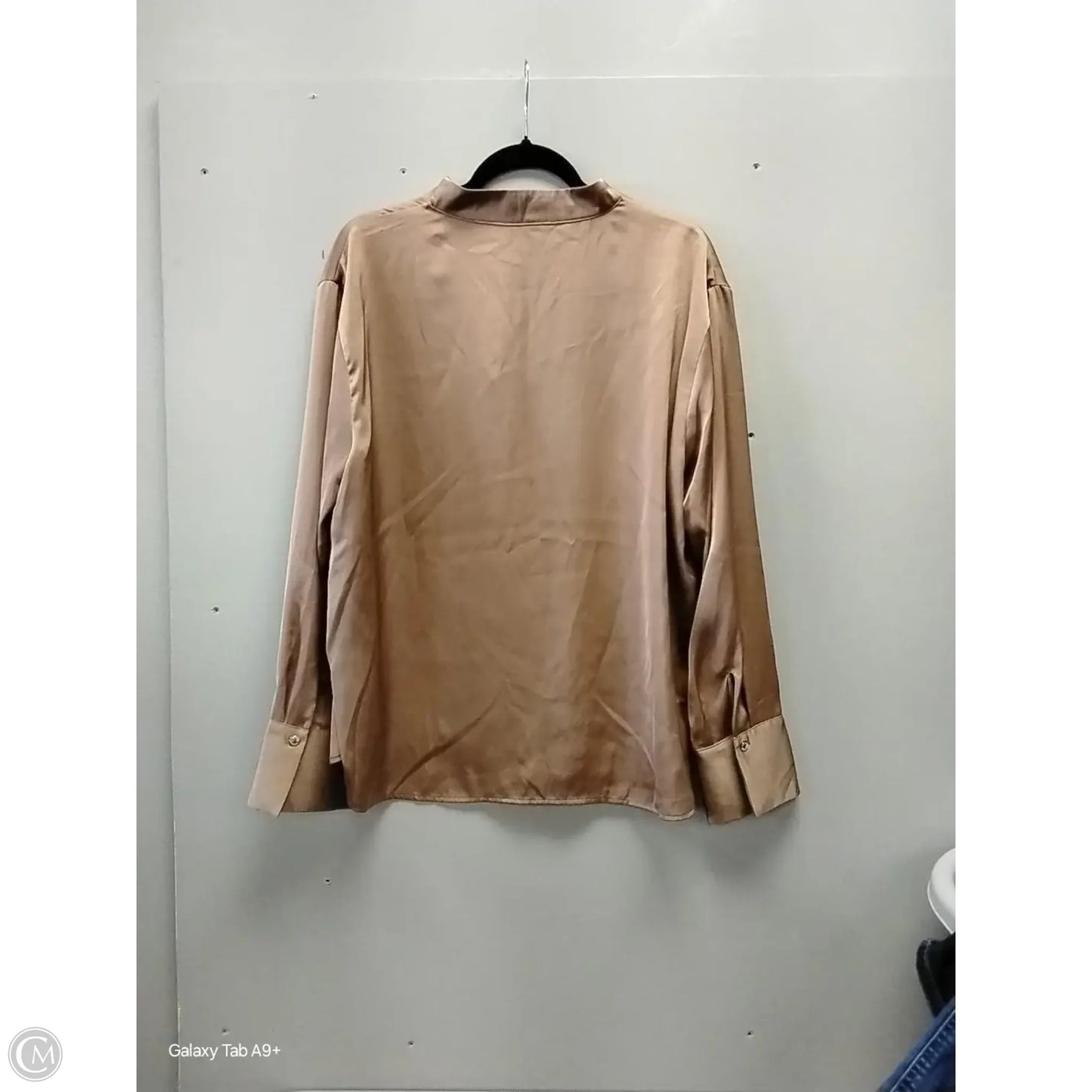 Blouse Long Sleeve By Calvin Klein In Bronze, Size: Xl