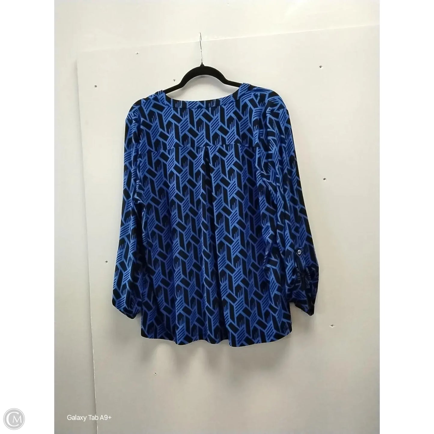 Blouse Long Sleeve By Anne Klein In Black & Blue, Size: Xl