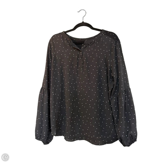 Blouse Long Sleeve By Loft In Polkadot Pattern, Size: L