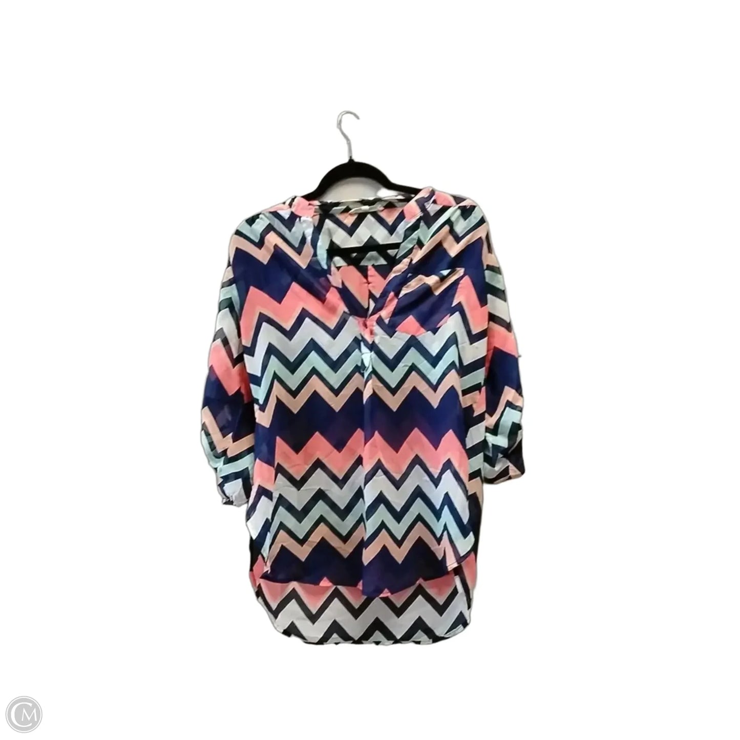 Blouse Long Sleeve By Wishful Park In Striped Pattern, Size: L