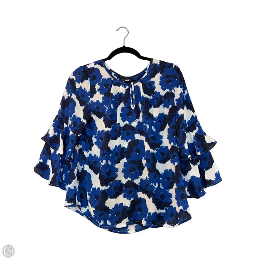 Blouse Long Sleeve By Banana Republic In Blue & White, Size: S