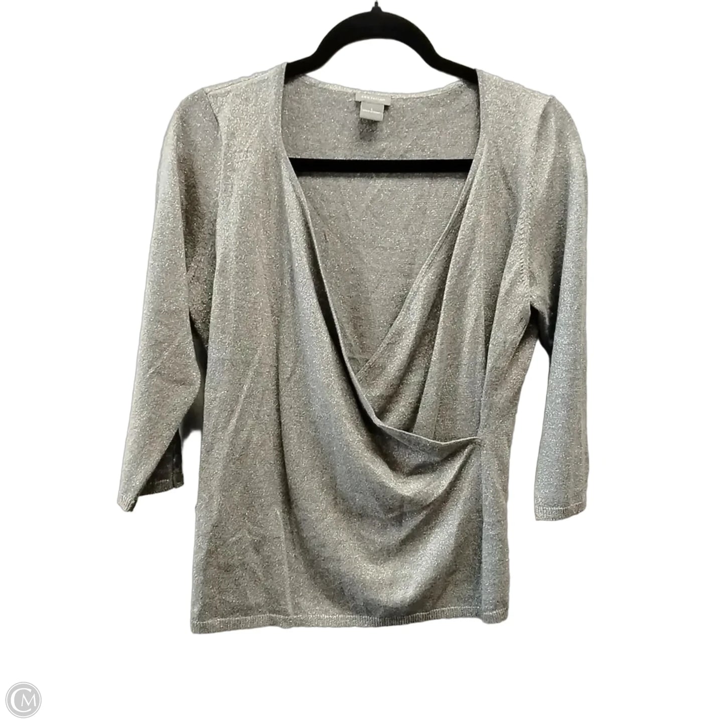 Top Long Sleeve By Ann Taylor In Silver, Size: L