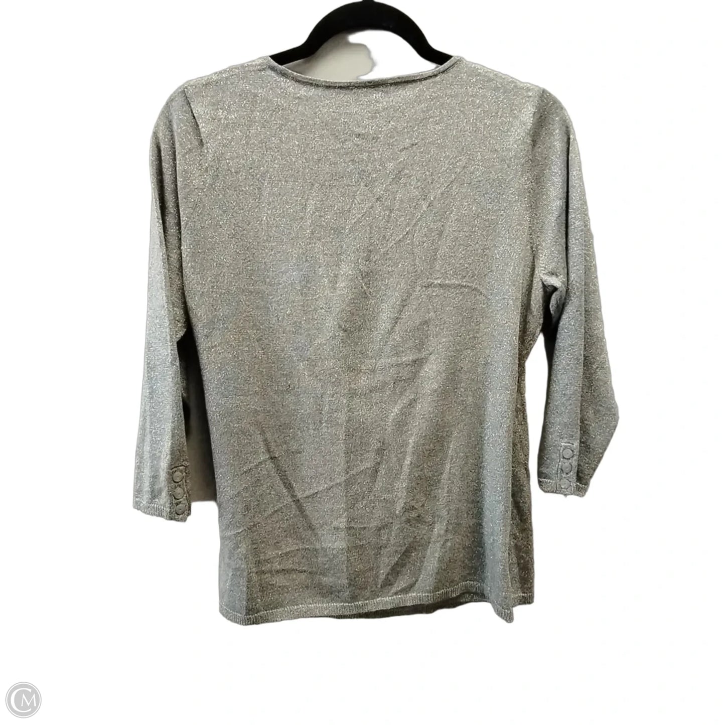 Top Long Sleeve By Ann Taylor In Silver, Size: L