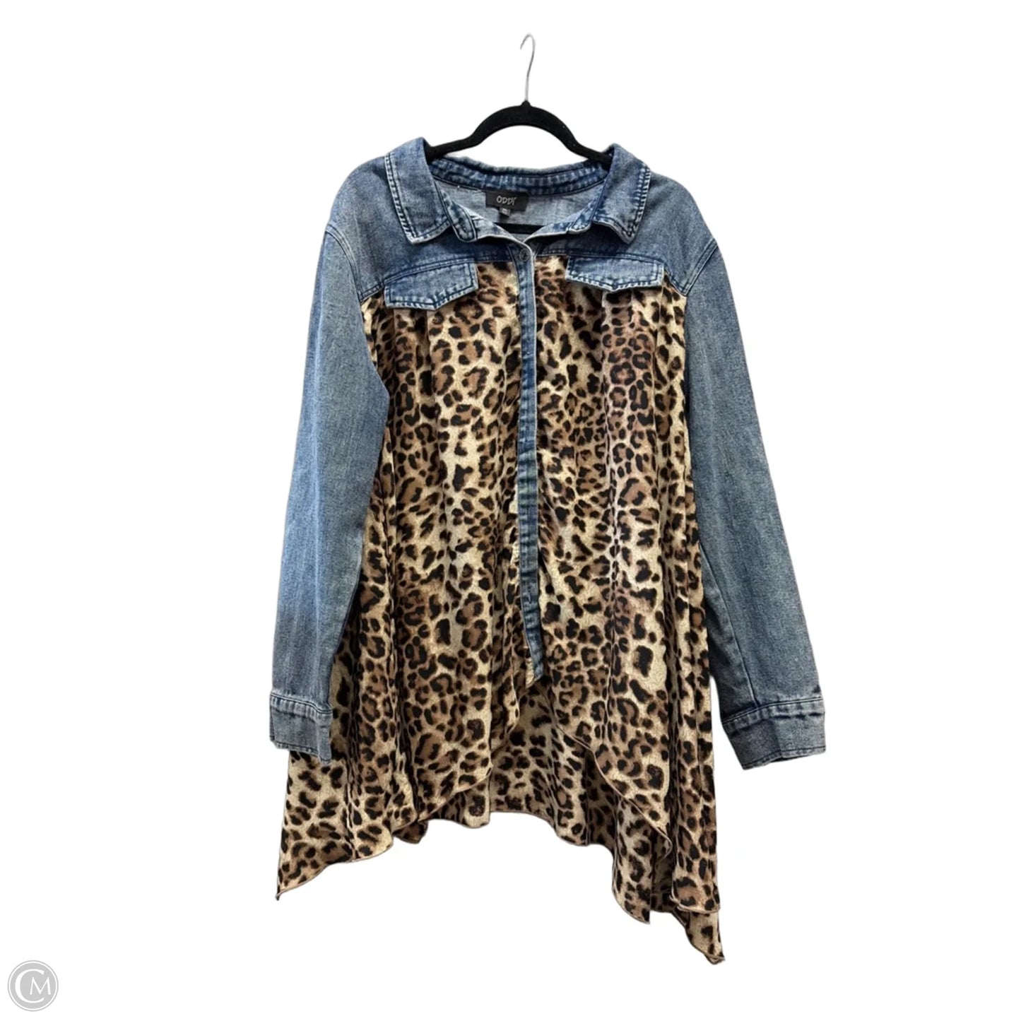 Jacket Shirt By Oddi In Leopard Print, Size: 3x