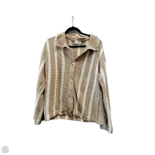 Sweater Cardigan By Cme In Tan & White, Size: M