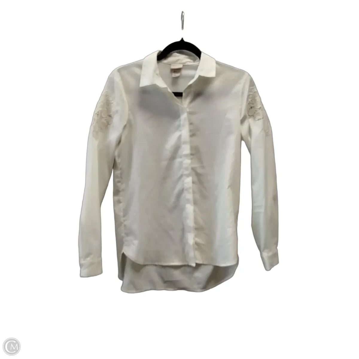 Blouse Long Sleeve By H&m In Cream, Size: S