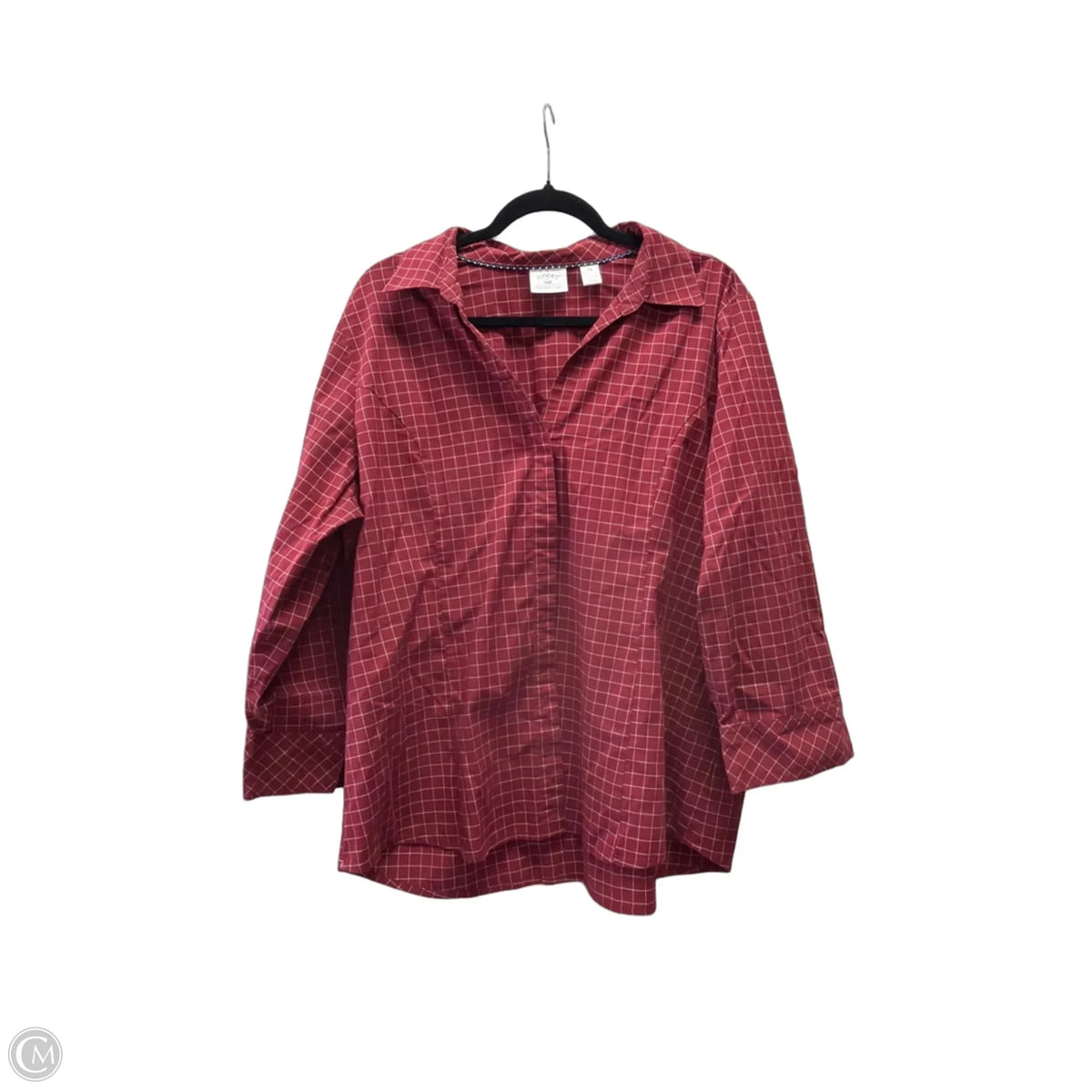 Top Long Sleeve By Riders In Checkered Pattern, Size: 1x