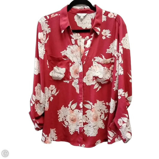 Blouse Long Sleeve By Candies In Floral Print, Size: Xxl