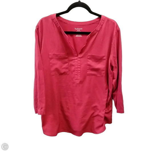 Blouse Long Sleeve By Van Heusen In Red, Size: Xl