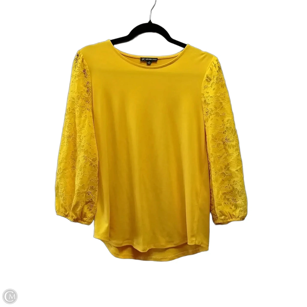 Top Long Sleeve Basic By Adrianna Papell In Yellow, Size: S