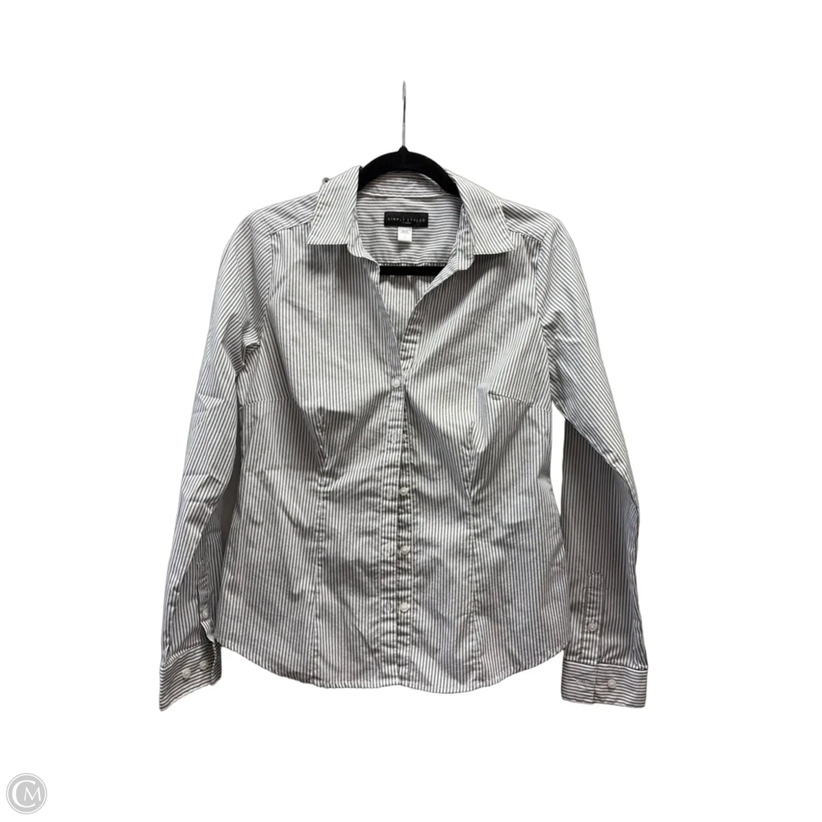 Top Long Sleeve By Simply Styled In Striped Pattern, Size: M