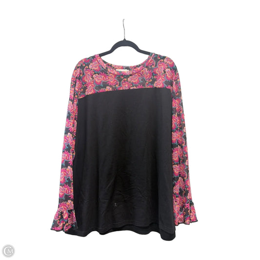 Top Long Sleeve By Southern Stitch In Black & Pink, Size: 2x