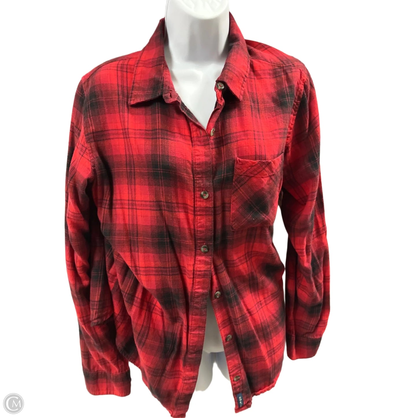 Top Long Sleeve By Magellan In Black & Red, Size: L