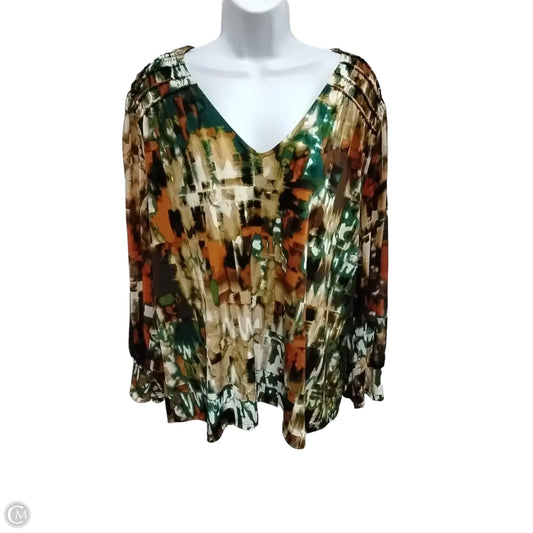Blouse Long Sleeve By Calvin Klein In Multi-colored, Size: 1x