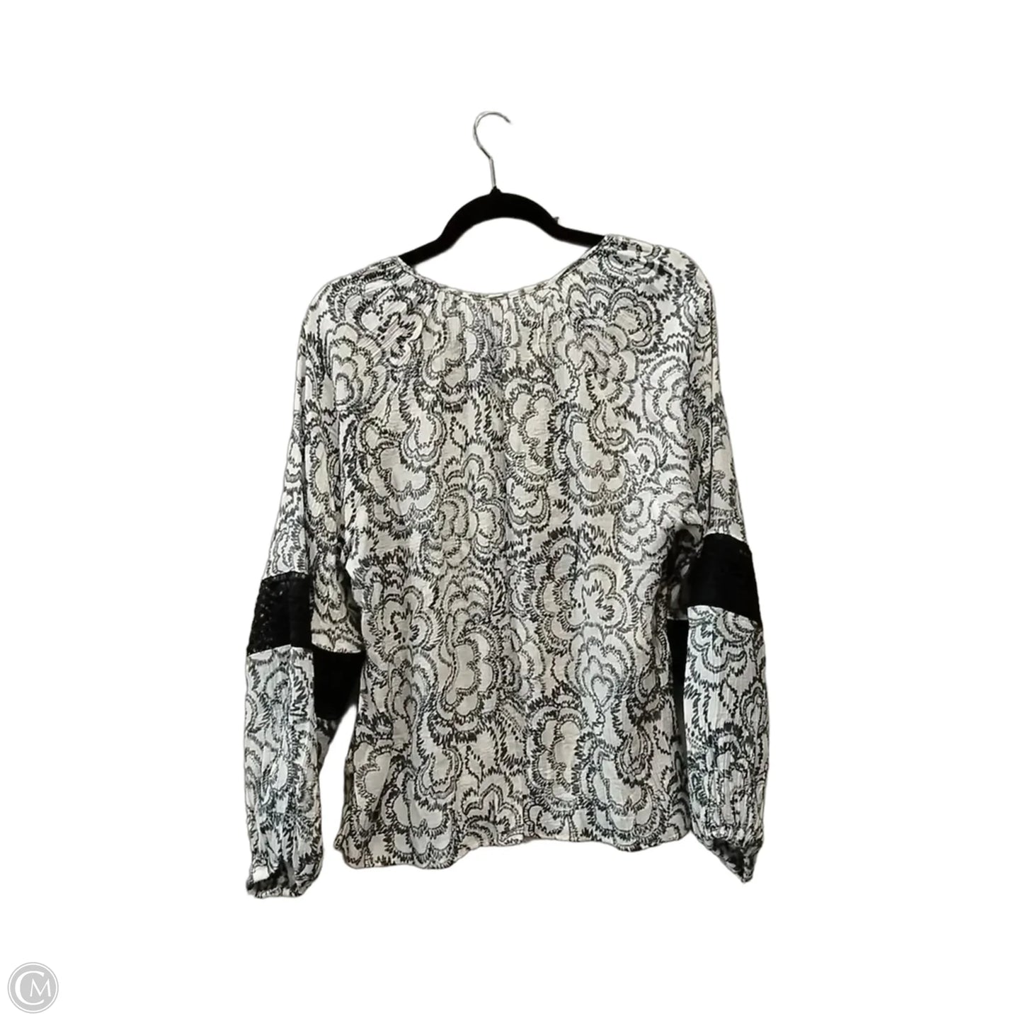 Top Long Sleeve By Zac And Rachel In Blue & White, Size: L