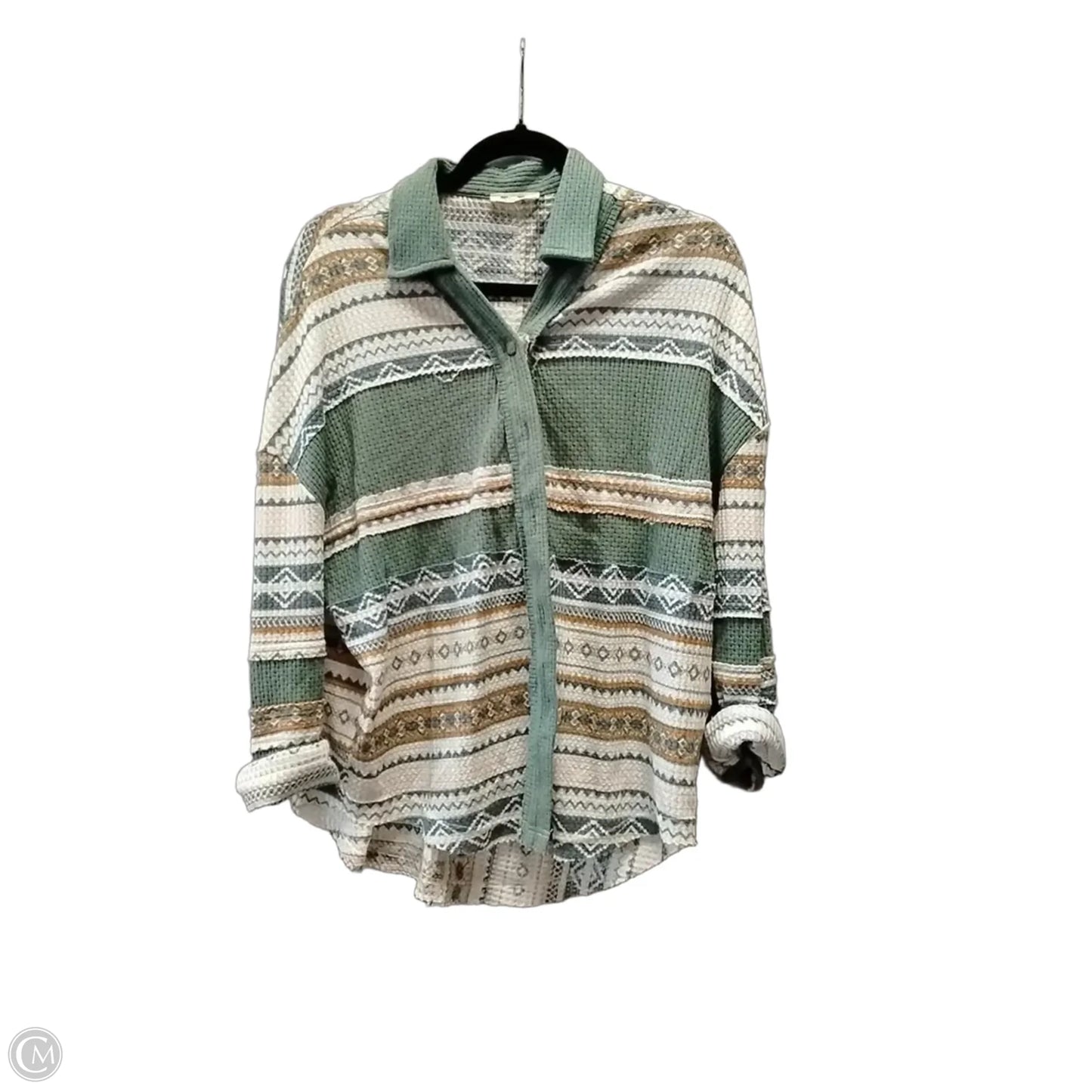 Cardigan By Miss Me In Green & Tan, Size: S