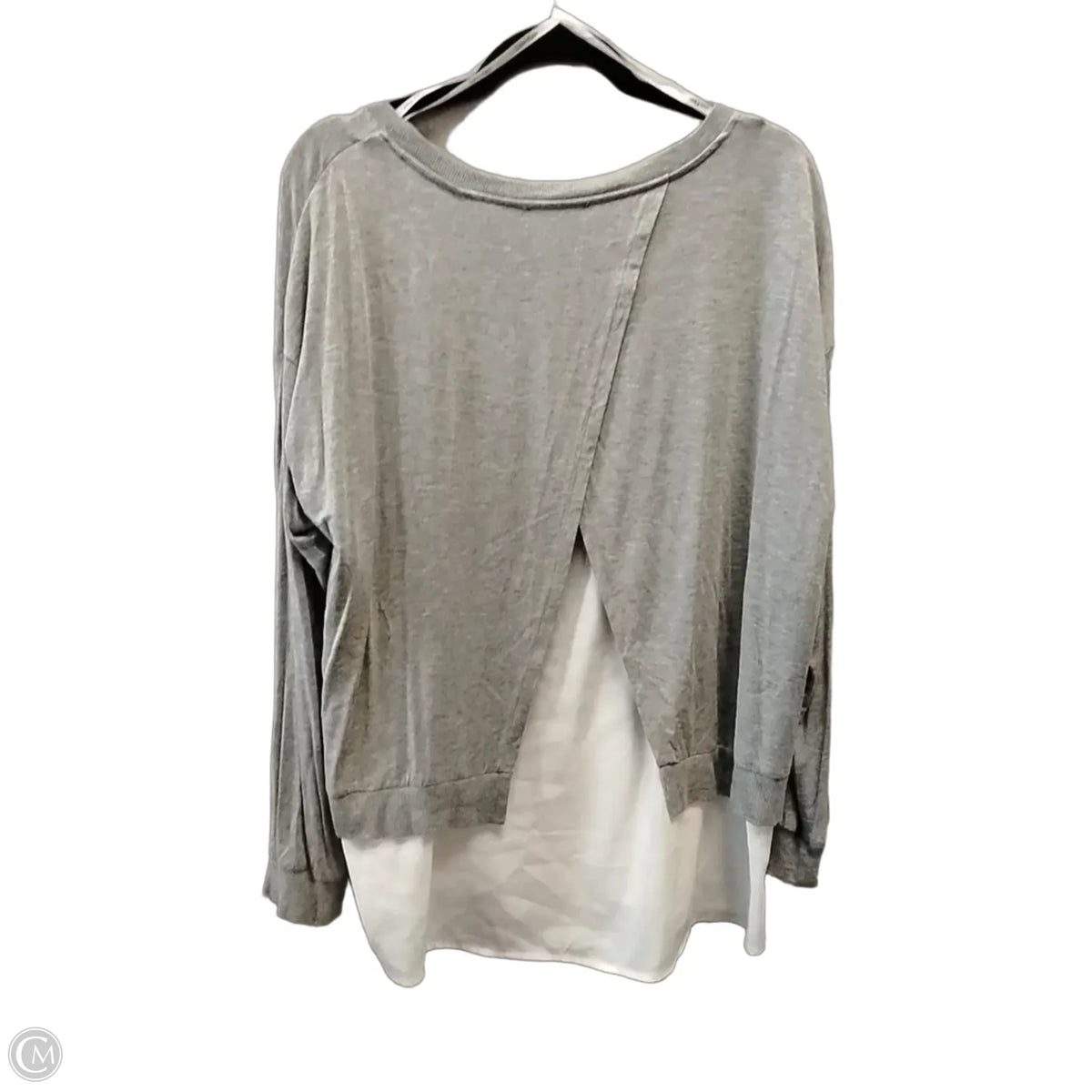 Blouse Long Sleeve By Calvin Klein In Grey, Size: L