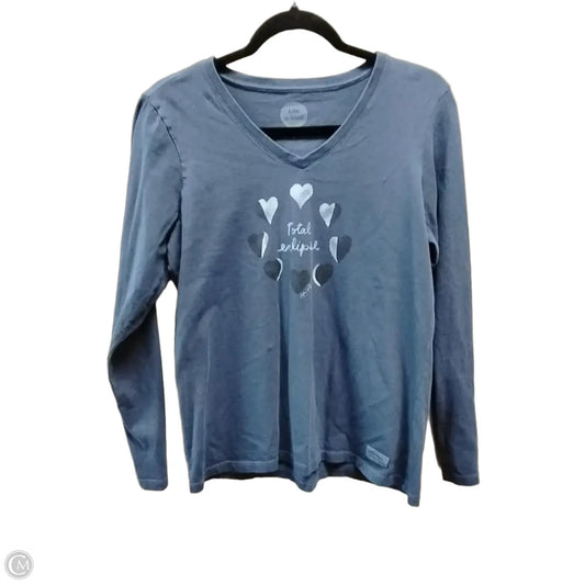 Top Long Sleeve By Life Is Good In Blue, Size: M