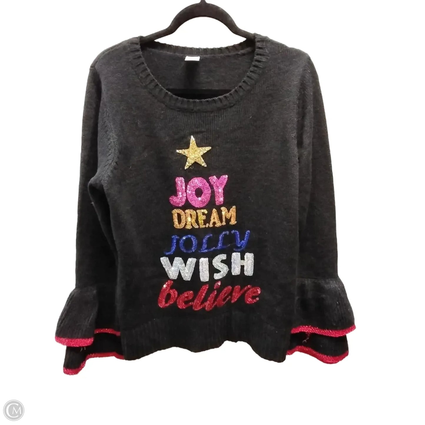 Sweater By Holiday Time In Black, Size: L