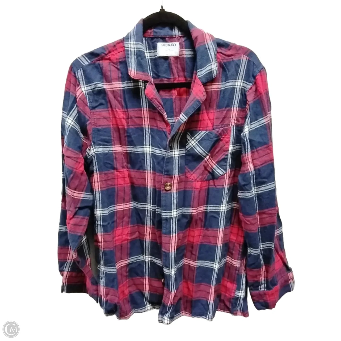 Top Long Sleeve By Old Navy In Plaid Pattern, Size: M