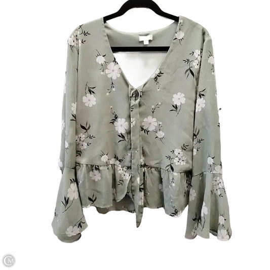 Blouse Long Sleeve By Clothes Mentor In Floral Print, Size: L