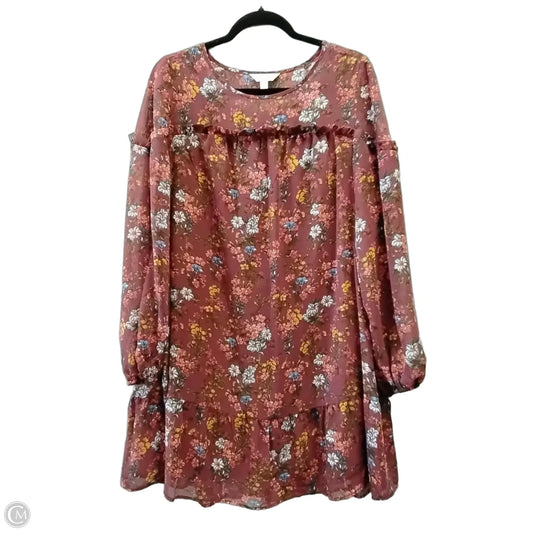 Dress Casual Midi By Time And Tru In Floral Print, Size: L