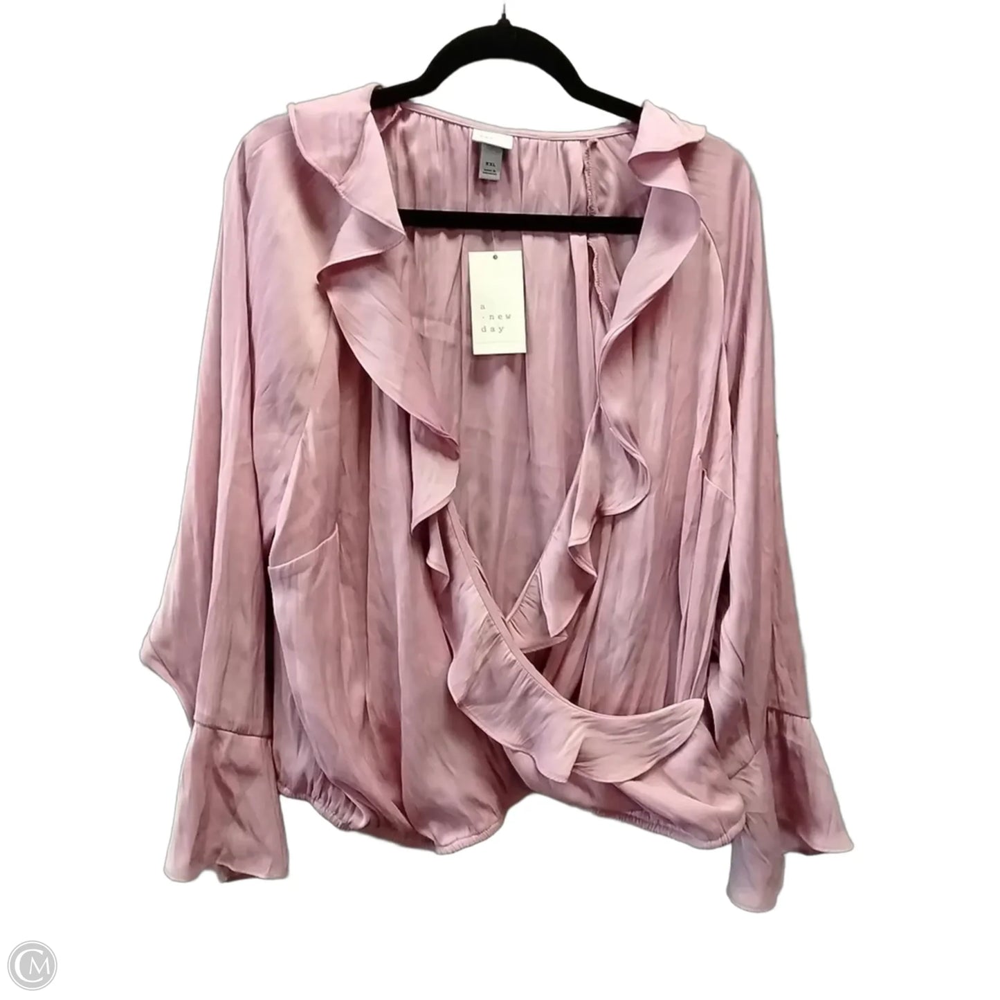Blouse Long Sleeve By A New Day In Pink, Size: Xxl
