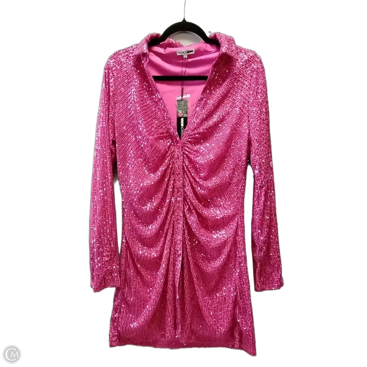 Dress Party Midi By Fashion Nova In Pink, Size: Xl