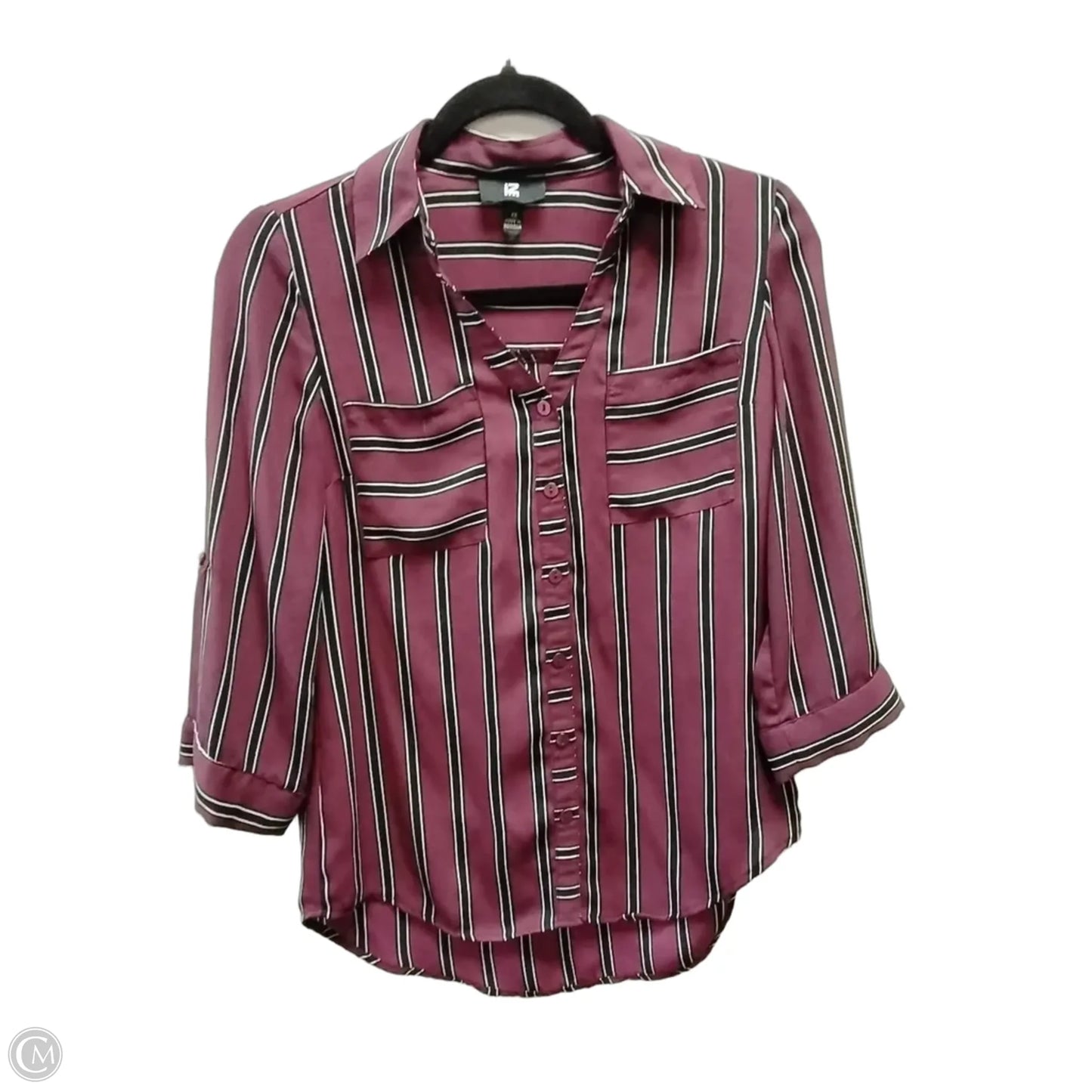 Blouse Long Sleeve By Iz Byer In Striped Pattern, Size: Xs