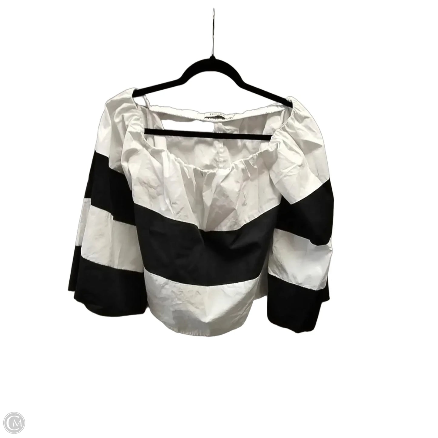 Blouse Long Sleeve By Do + Be In Blue & White, Size: M