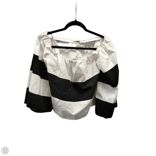 Blouse Long Sleeve By Do + Be In Blue & White, Size: M