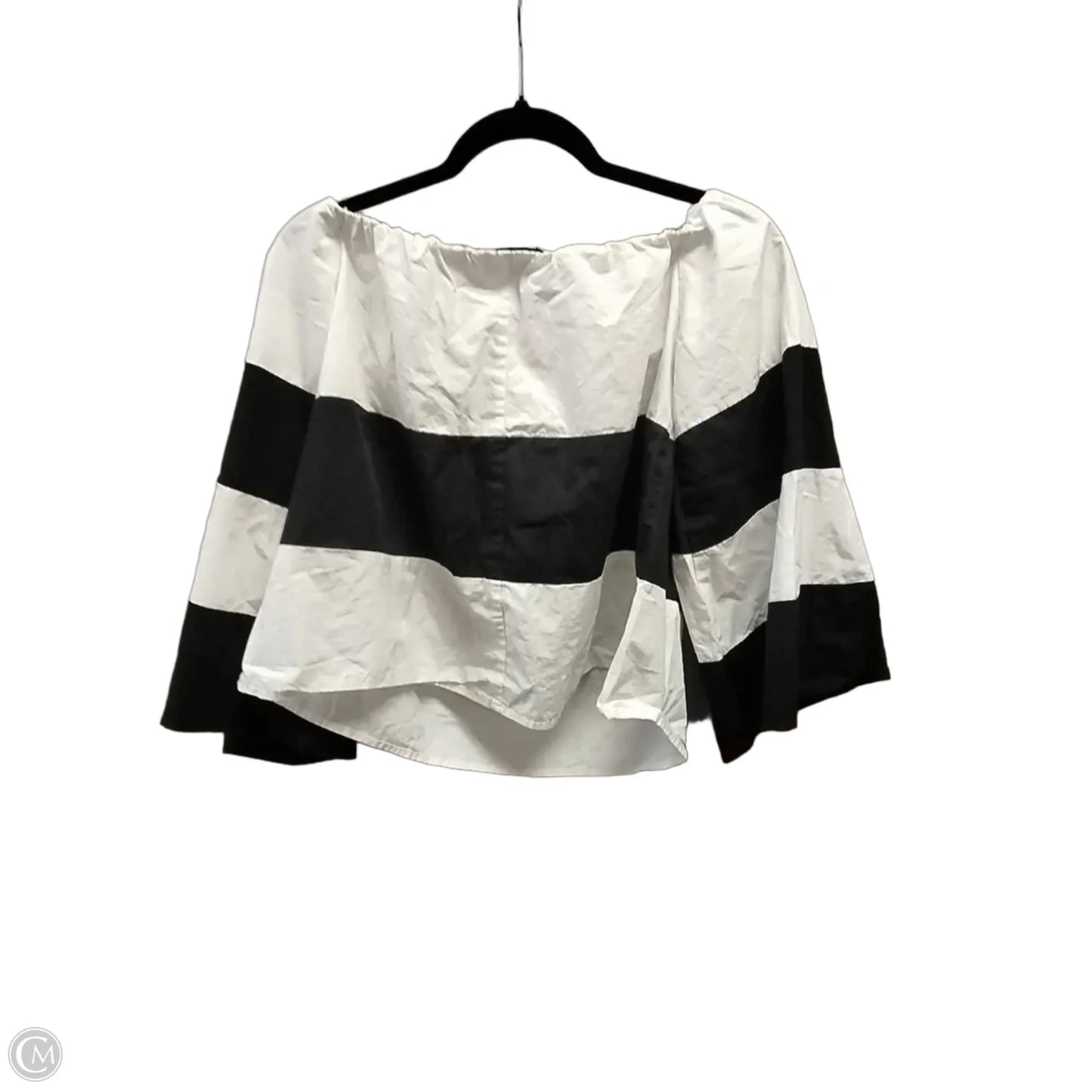 Blouse Long Sleeve By Do + Be In Blue & White, Size: M