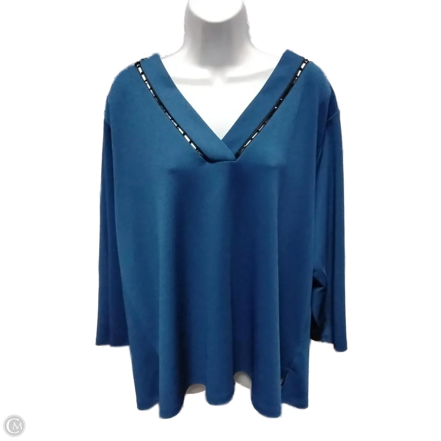 Blouse Long Sleeve By Calvin Klein In Blue, Size: 1x
