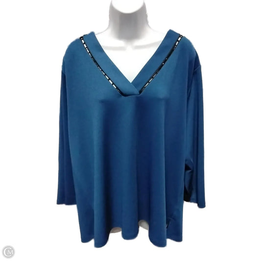 Blouse Long Sleeve By Calvin Klein In Blue, Size: 1x