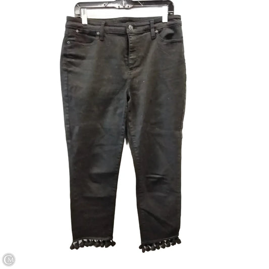 Jeans Straight By Talbots In Black Denim, Size: 8