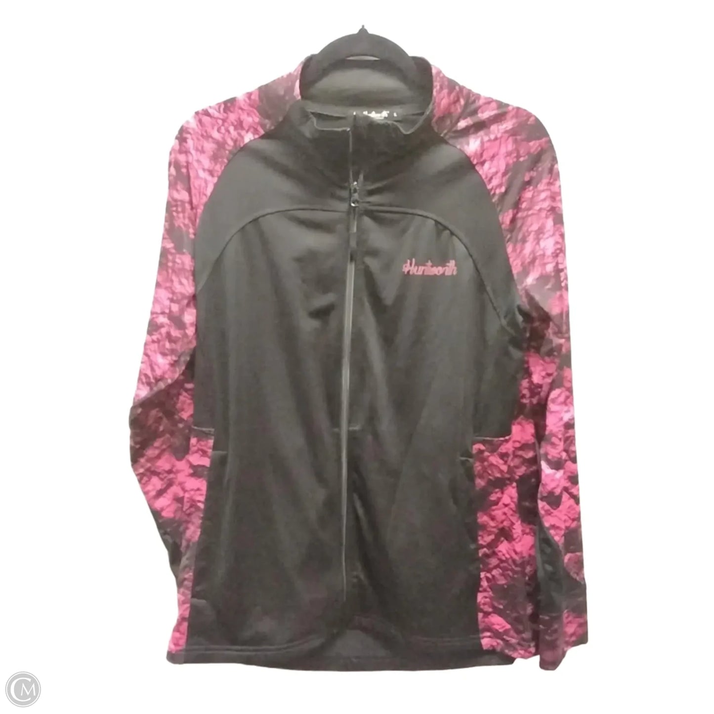 Athletic Jacket By Clothes Mentor In Black & Pink, Size: L
