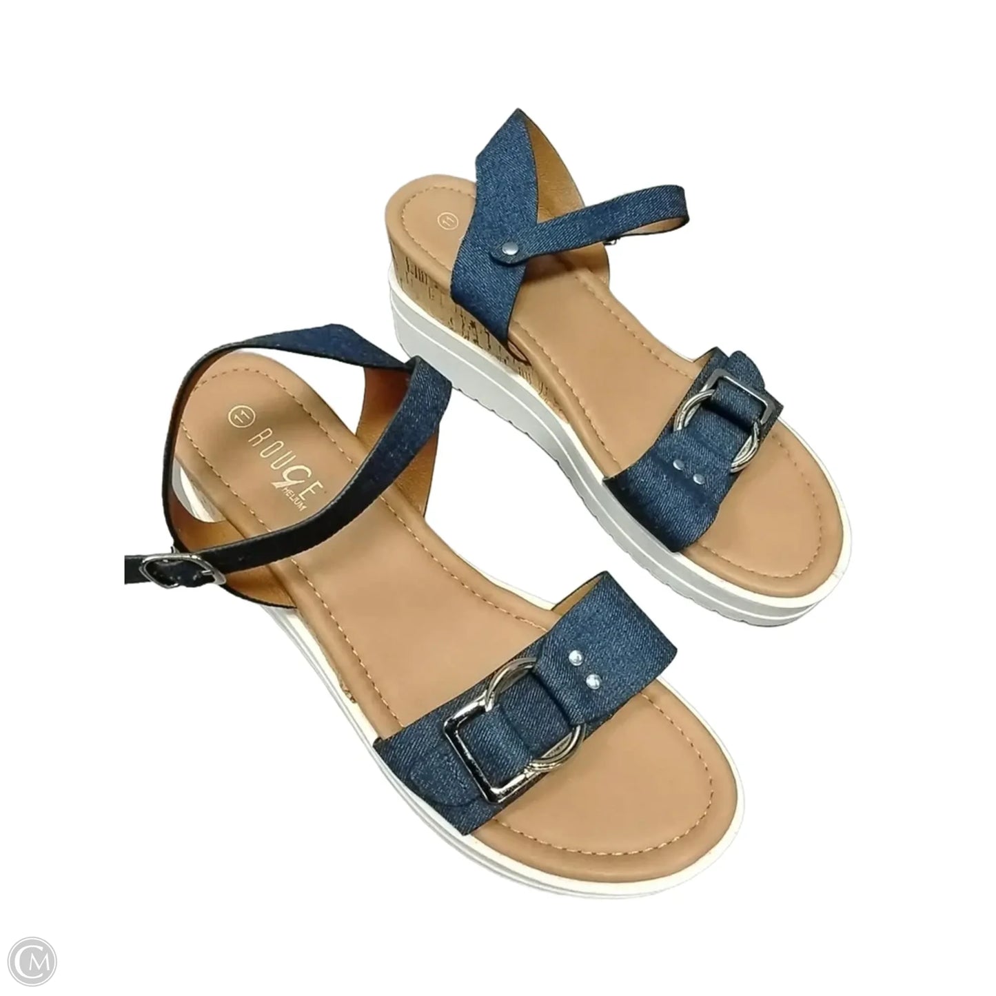 Sandals Heels Platform By Rouge In Blue, Size: 11