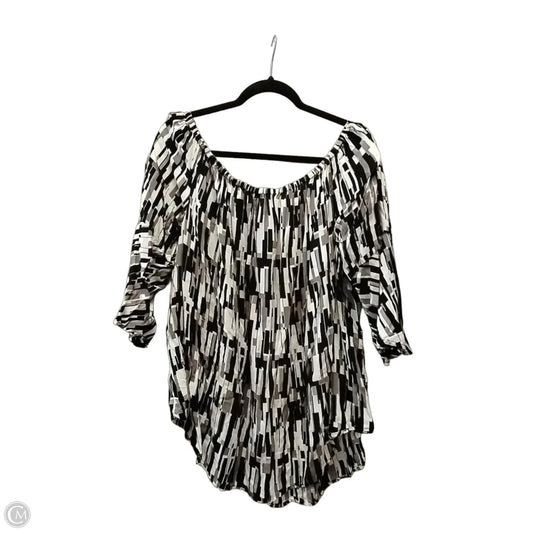 Blouse Long Sleeve By Cato In Black & White, Size: 4x