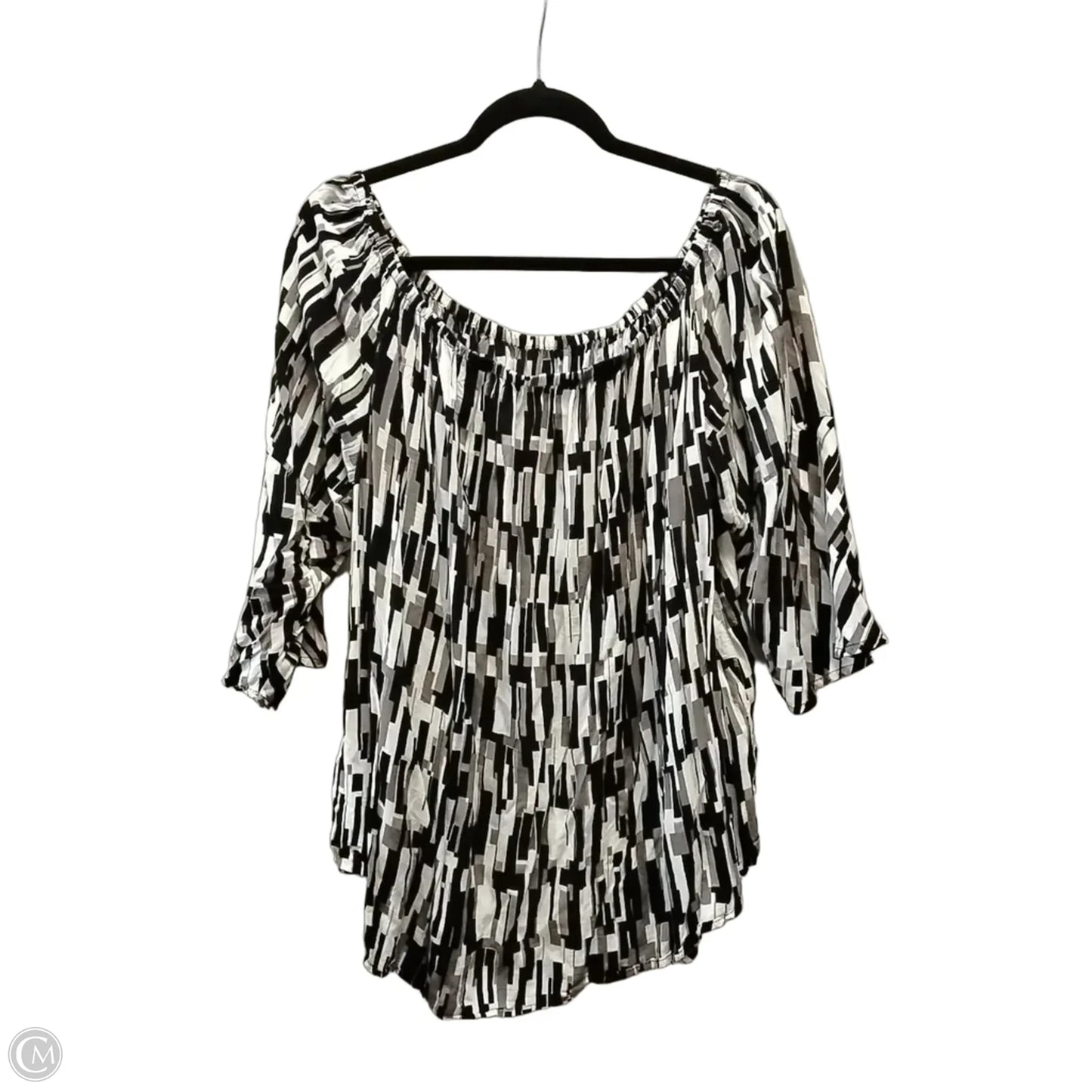 Blouse Long Sleeve By Cato In Black & White, Size: 4x